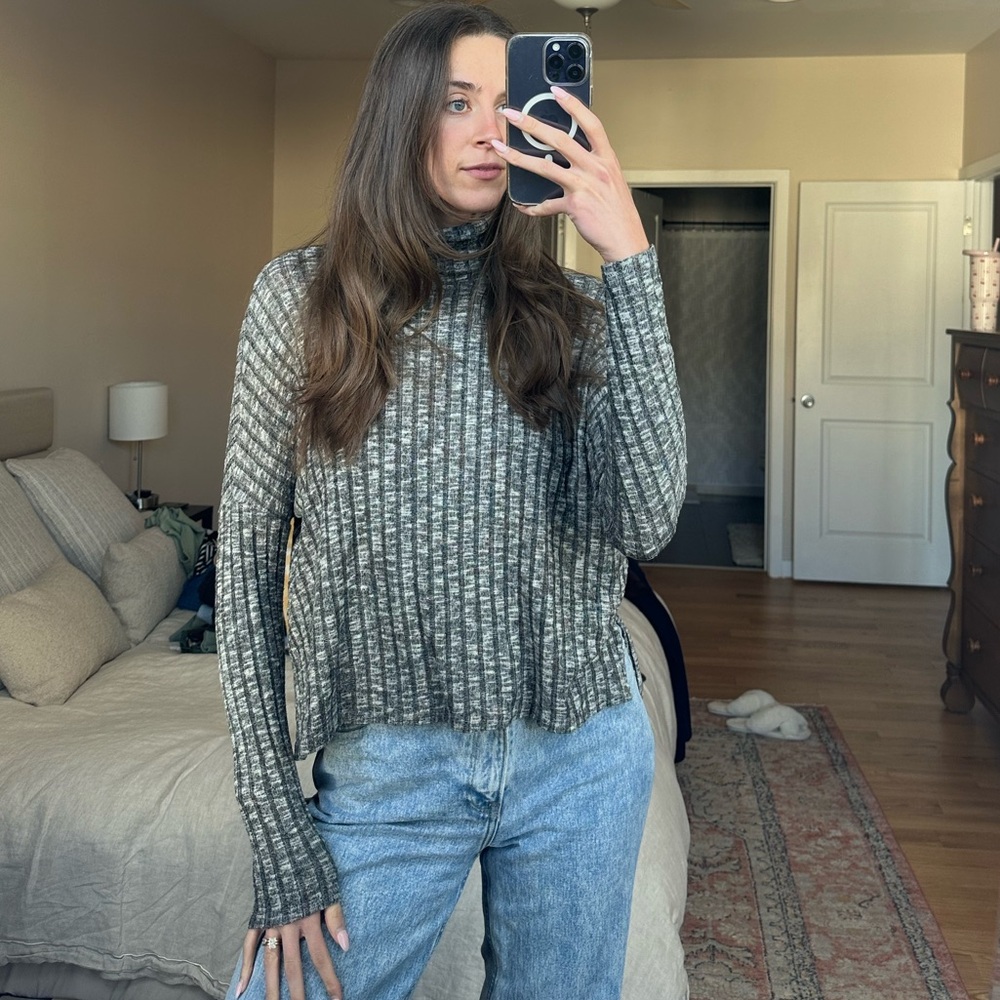 Gray and Black Patterned Sweater
